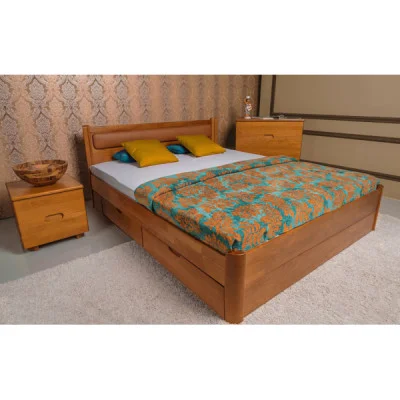 Bed "Margot" with upholstered headboard and drawers